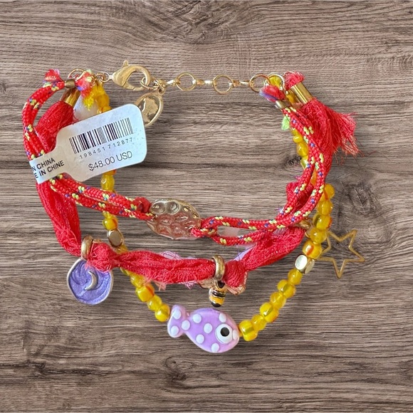 NWT Free People Alina Charm Bracelet in Red - Picture 4 of 4